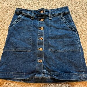 J. Crew Blue Denim Mini Skirt with Button Detail